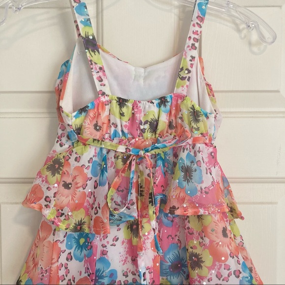 Girls Floral layered Ruffle Dress sz 8 - Picture 3 of 8